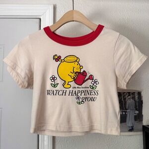 BY SAMII RYAN off white graphic cotton crew neck baby cropped ringer camp tee